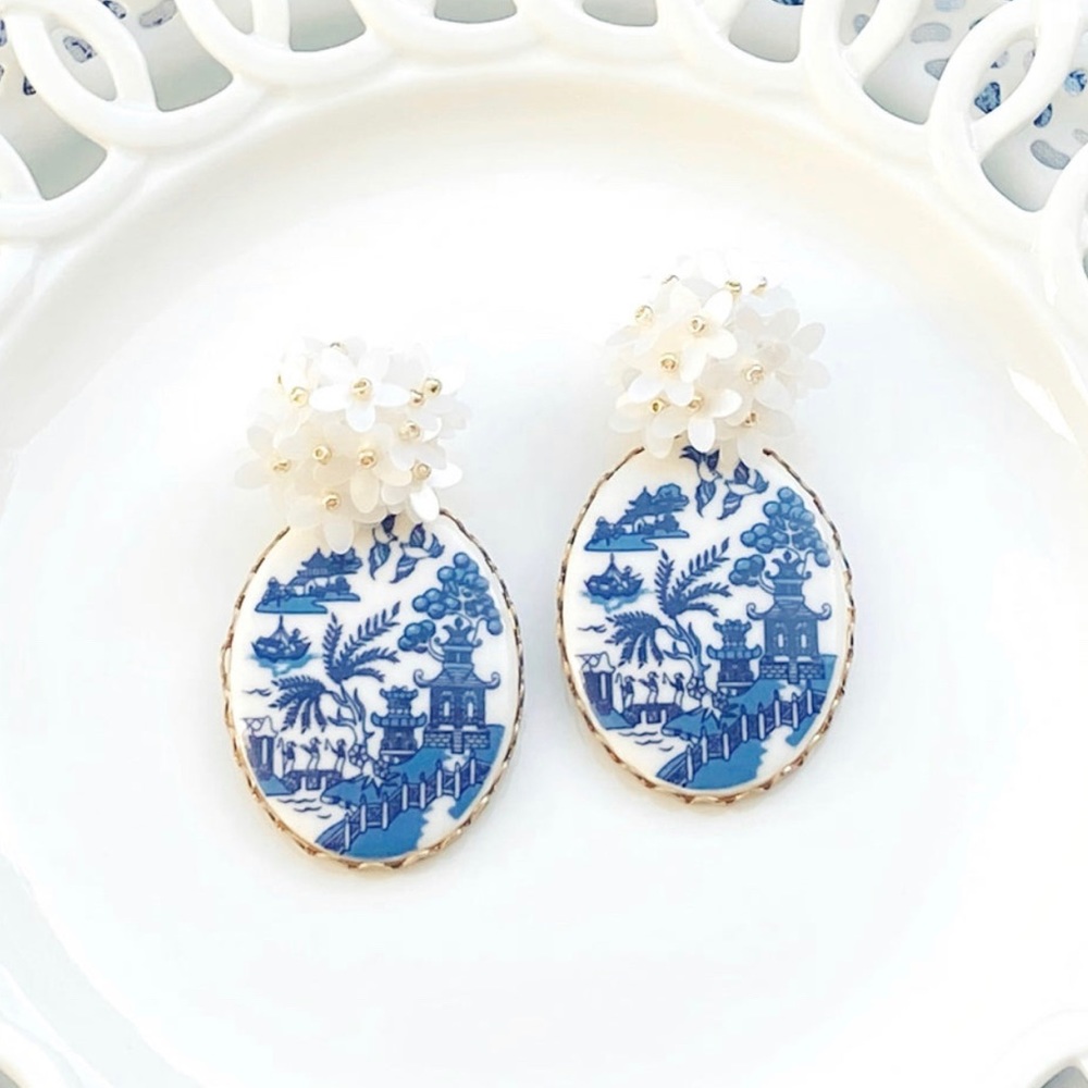 Missigirl Designs Blue/White Porcelain Earrings